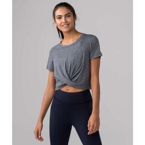 Lululemon Intended Crop Tee Twisted Knot Heathered Midnight Size 10